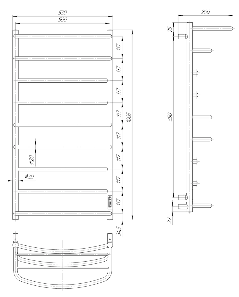 Cascade with shelf 9 Gold
